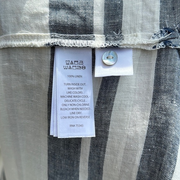 ARTISAN NY Blue and White Striped Linen Popover Tunic - Picture 11 of 11